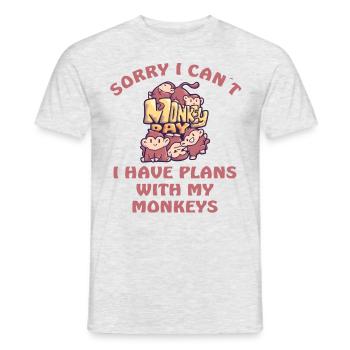 Monkeyday Désolé je ne peux pas avoir de plans - T-shirt homme - gris chiné - Devant - AI Model Male 178 dark (178cm)
