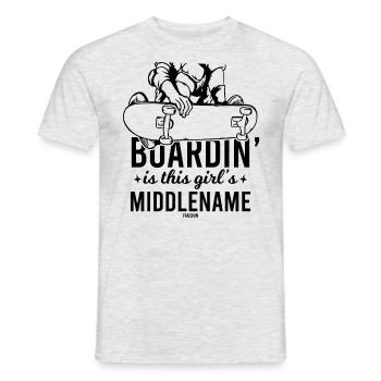 Skateboard Deck Mädchen Ollie - Männer T-Shirt - Grau meliert - Vorne - AI Model Male 178 dark (178cm)