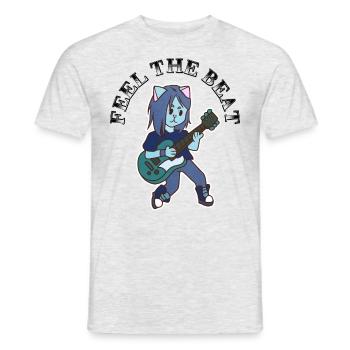 Katze spielt Gitarre - Männer T-Shirt - Grau meliert - Vorne - AI Model Male 178 dark (178cm)