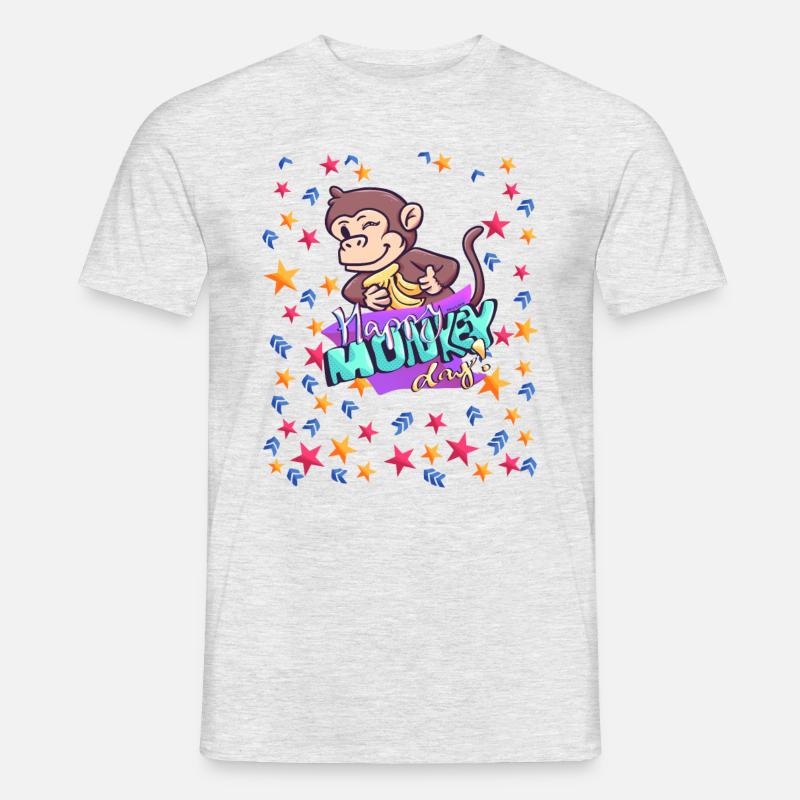 Happy Monkey Day - Männer T-Shirt - Grau meliert