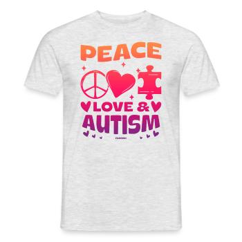 Frieden Liebe und Autismus - Männer T-Shirt - Grau meliert - Vorne - AI Model Male 178 dark (178cm)