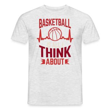 Basketball Cardiogram Heartbeat Gift - Men's T-Shirt - heather grey - Front - AI Model Male 178 dark (178cm)