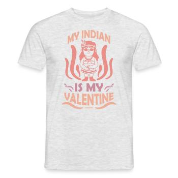My Indian Is My Valentine Native People USA - Männer T-Shirt - Grau meliert - Vorne - AI Model Male 178 dark (178cm)