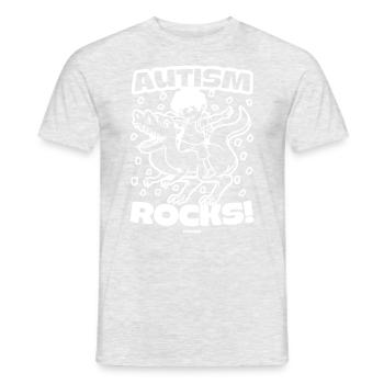 Syndrome d’Asperger Autisme T-Rex Dino - T-shirt homme - gris chiné - Devant - AI Model Male 178 dark (178cm)