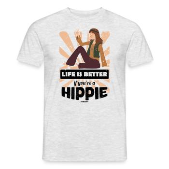 Life Is Better If You Are A Hippie - Männer T-Shirt - Grau meliert - Vorne - AI Model Male 178 dark (178cm)