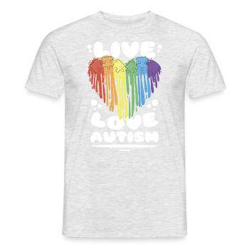 Autismus Regenbogen Herz Liebe - Männer T-Shirt - Grau meliert - Vorne - AI Model Male 178 dark (178cm)