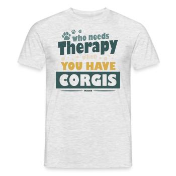 Corgi thérapie dicton amusant pour les amoureux des chiens - T-shirt homme - gris chiné - Devant - AI Model Male 178 dark (178cm)