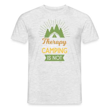 La thérapie coûte cher Le camping n’est pas - T-shirt homme - gris chiné - Devant - AI Model Male 178 dark (178cm)