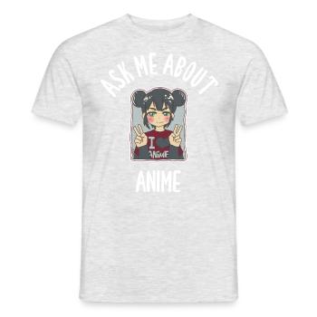 Ask Me About Anime - Men's T-Shirt - heather grey - Front - AI Model Male 178 dark (178cm)
