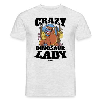 Crazy Dinosaur Lady - Men's T-Shirt - heather grey - Front - AI Model Male 178 dark (178cm)