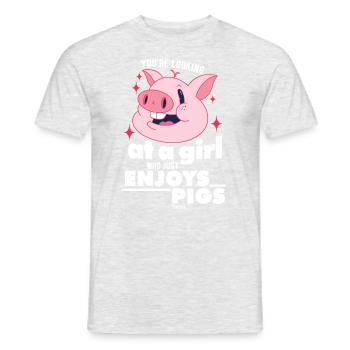 Pig Farm Girl - Men's T-Shirt - heather grey - Front - AI Model Male 178 dark (178cm)