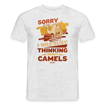 Désolé, j’étais occupé à penser aux chameaux - T-shirt homme - gris chiné - Devant - AI Model Male 178 dark (178cm)