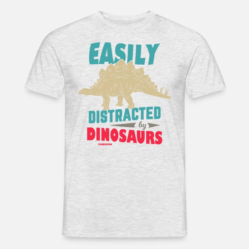 Easily Distracted By Dinosaurs - Männer T-Shirt - Grau meliert