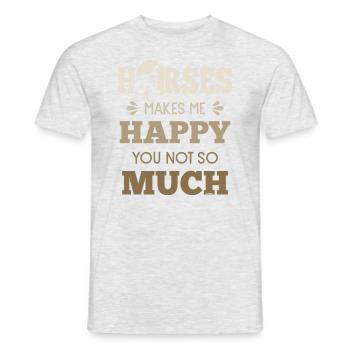 Horses make me happy - Men's T-Shirt - heather grey - Front - AI Model Male 178 dark (178cm)