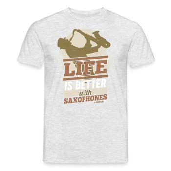 Life Is Better With Saxophones - Männer T-Shirt - Grau meliert - Vorne - AI Model Male 178 dark (178cm)