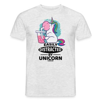 Facilement distrait par la licorne - T-shirt homme - gris chiné - Devant - AI Model Male 178 dark (178cm)