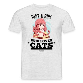 Juste une fille qui aime les chats - T-shirt homme - gris chiné - Devant - AI Model Male 178 dark (178cm)