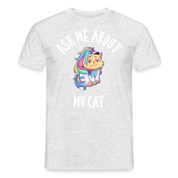 Ask Me About My Cat - Men's T-Shirt - heather grey - Front - AI Model Male 178 dark (178cm)