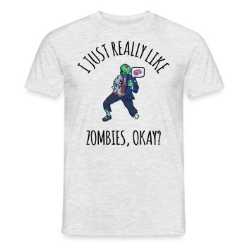 J’aime vraiment les zombies, ok? - T-shirt homme - gris chiné - Devant - AI Model Male 178 dark (178cm)