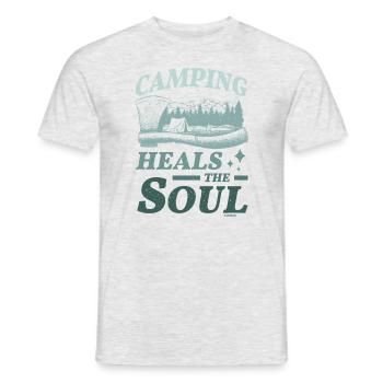 Camping heals the soul - Men's T-Shirt - heather grey - Front - AI Model Male 178 dark (178cm)
