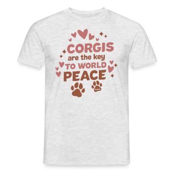 Corgi Key to World Freedom - Men's T-Shirt - heather grey - Front - AI Model Male 178 dark (178cm)
