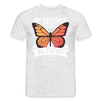 Mon papillon est mon Valentin - T-shirt homme - gris chiné - Devant - AI Model Male 178 dark (178cm)