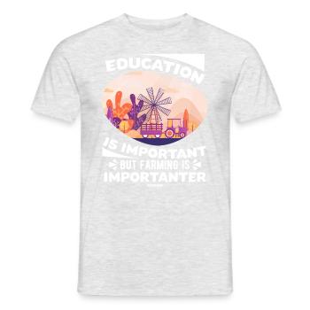 Education Is Important But Farming Is Importanter - Männer T-Shirt - Grau meliert - Vorne - AI Model Male 178 dark (178cm)
