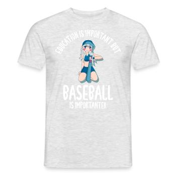 Education Is Important But Baseball - Männer T-Shirt - Grau meliert - Vorne - AI Model Male 178 dark (178cm)