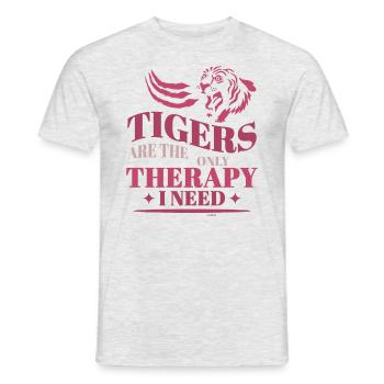 Les tigres sont la thérapie dont j’ai besoin - T-shirt homme - gris chiné - Devant - AI Model Male 178 dark (178cm)