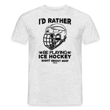 Slogan du masque de hockey sur glace - T-shirt homme - gris chiné - Devant - AI Model Male 178 dark (178cm)