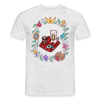Katze Picknick Fairy Tale - Männer T-Shirt - Grau meliert - Vorne - AI Model Male 178 dark (178cm)