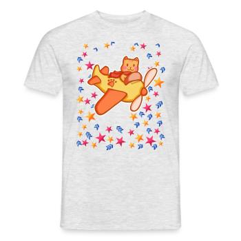 Pilote de chat dans le ciel étoilé - T-shirt homme - gris chiné - Devant - AI Model Male 178 dark (178cm)