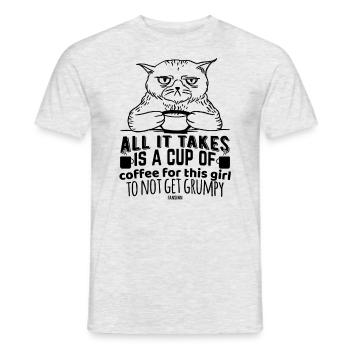 Kaffee Katze schlechte Laune - Männer T-Shirt - Grau meliert - Vorne - AI Model Male 178 dark (178cm)