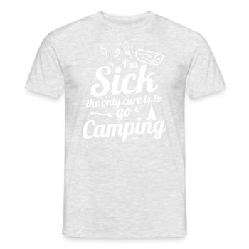 Camping Aventure Camping en plein air Dicton - T-shirt homme - gris chiné - Devant - AI Model Male 178 dark (178cm)