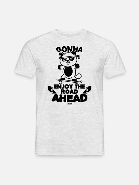 Cat Dog Skateboard Comic - Men's T-Shirt - heather grey