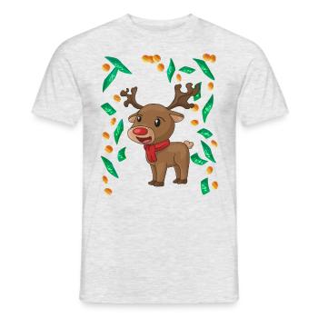 Rentier Weihnachten Geldregen - Männer T-Shirt - Grau meliert - Vorne - AI Model Male 178 dark (178cm)