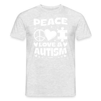 Autisme Autisme Conscience Paix Amour - T-shirt homme - gris chiné - Devant - AI Model Male 178 dark (178cm)