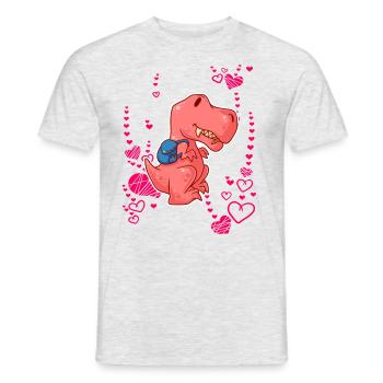 T-Rex Love Hearts Schoolchild - T-shirt homme - gris chiné - Devant - AI Model Male 178 dark (178cm)