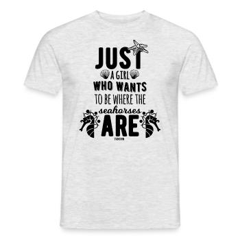 Seahorse Girl Starfish Ocean Holiday - T-shirt homme - gris chiné - Devant - AI Model Male 178 dark (178cm)