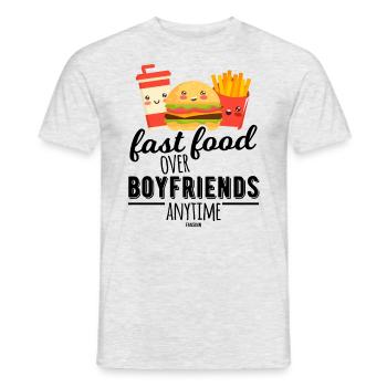 Fast Food Over Boyfriends Anytime - Men's T-Shirt - heather grey - Front - AI Model Male 178 dark (178cm)