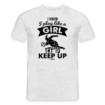 Mädchenfußball - Männer T-Shirt - Grau meliert - Vorne - AI Model Male 178 dark (178cm)