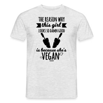 Vegan mère fille végétarienne - T-shirt homme - gris chiné - Devant - AI Model Male 178 dark (178cm)