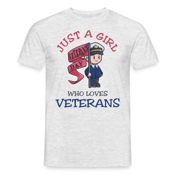 Just A Girl Who Loves Veterans Day - Männer T-Shirt - Grau meliert - Vorne - AI Model Male 178 dark (178cm)