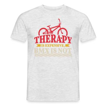 La thérapie coûte cher BMX l’équitation n’est pas - T-shirt homme - gris chiné - Devant - AI Model Male 178 dark (178cm)
