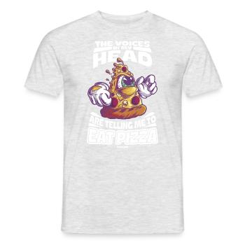 Les voix dans ma tête me disent de manger de la pizza - T-shirt homme - gris chiné - Devant - AI Model Male 178 dark (178cm)