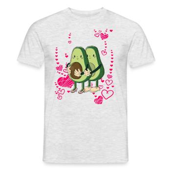 vegan Avocado Mama Papa Baby - Männer T-Shirt - Grau meliert - Vorne - AI Model Male 178 dark (178cm)