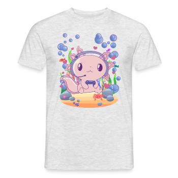 Axolotl zockt unter Wasser - Männer T-Shirt - Grau meliert - Vorne - AI Model Male 178 dark (178cm)