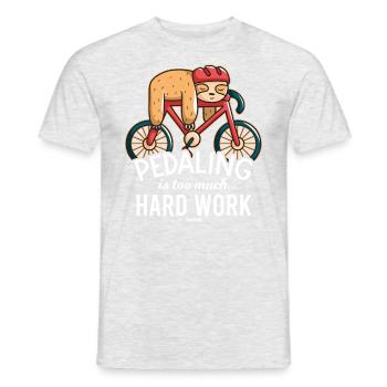 faules Faultier beim Radfahren - Männer T-Shirt - Grau meliert - Vorne - AI Model Male 178 dark (178cm)