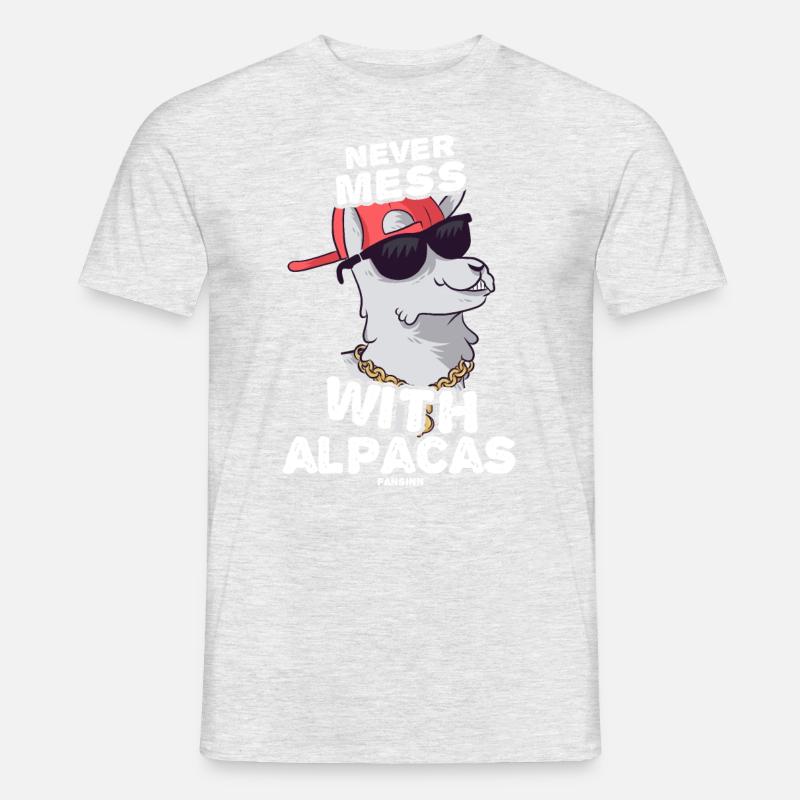 Never Mess With Alpacas - Männer T-Shirt - Grau meliert
