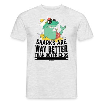 Les requins sont bien meilleurs que les petits amis - T-shirt homme - gris chiné - Devant - AI Model Male 178 dark (178cm)